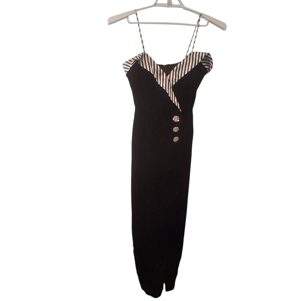 Betsy & Adam vintage 80s 90s dress womens 9 10 USA black velvet long